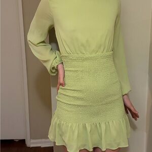 Fashion Nova Light Green Long Sleeve Dress